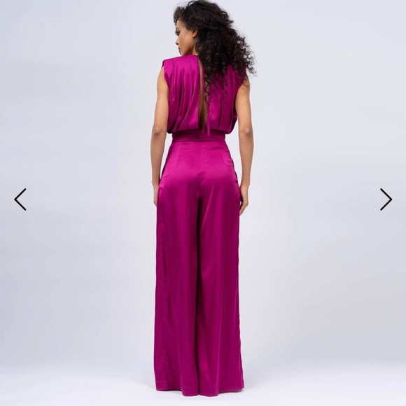 Fuchsia Maxi Draped jumpsuit - Picture 2 of 3